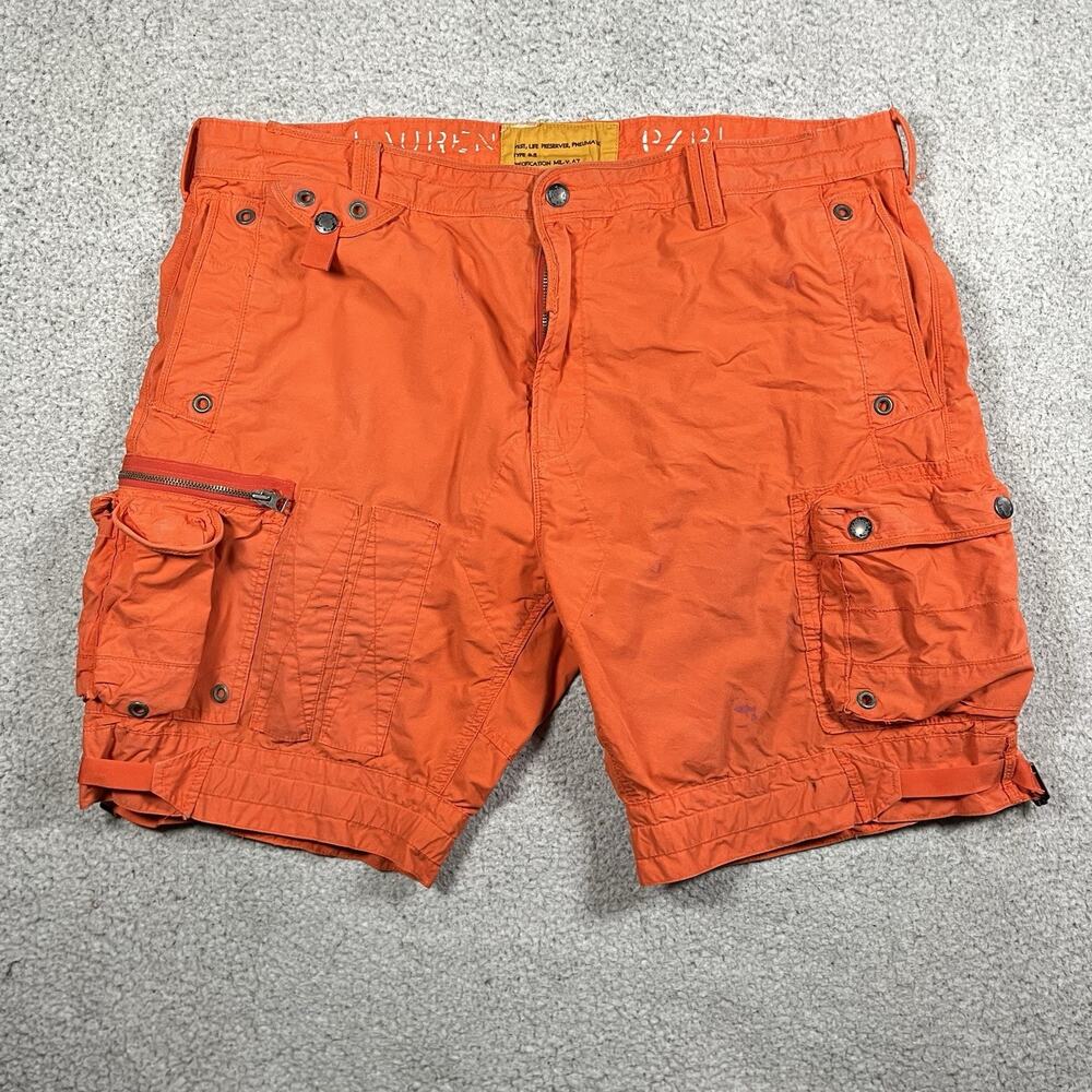 Polo Ralph Lauren Cargo Shorts Mens 42 Orange Military Field Paratrooper VTG